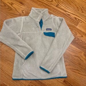 Patagonia Beige Fleece Jacket with Teal Accents